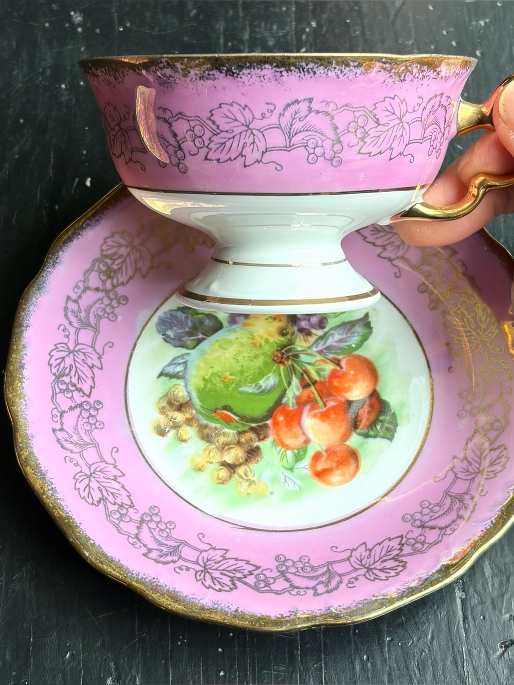 Japanese Lusterware Teacup and Saucer Linmark Vintage